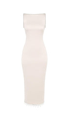 IVORY CRYSTALLISED MIDI DRESS