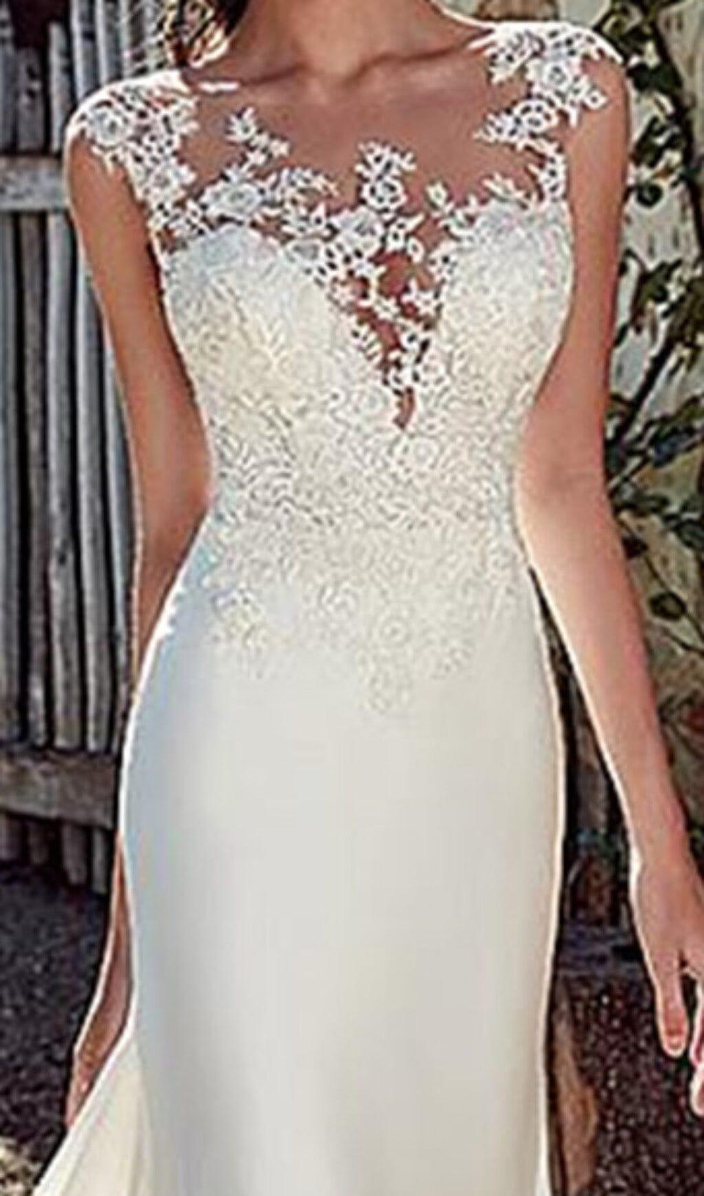 FISHTAIL MOPPING WEDDING DRESS IN WHITE