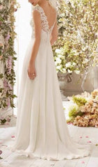 LACE CHIFFON FLOOR-LENGTH DRESS IN WHITE