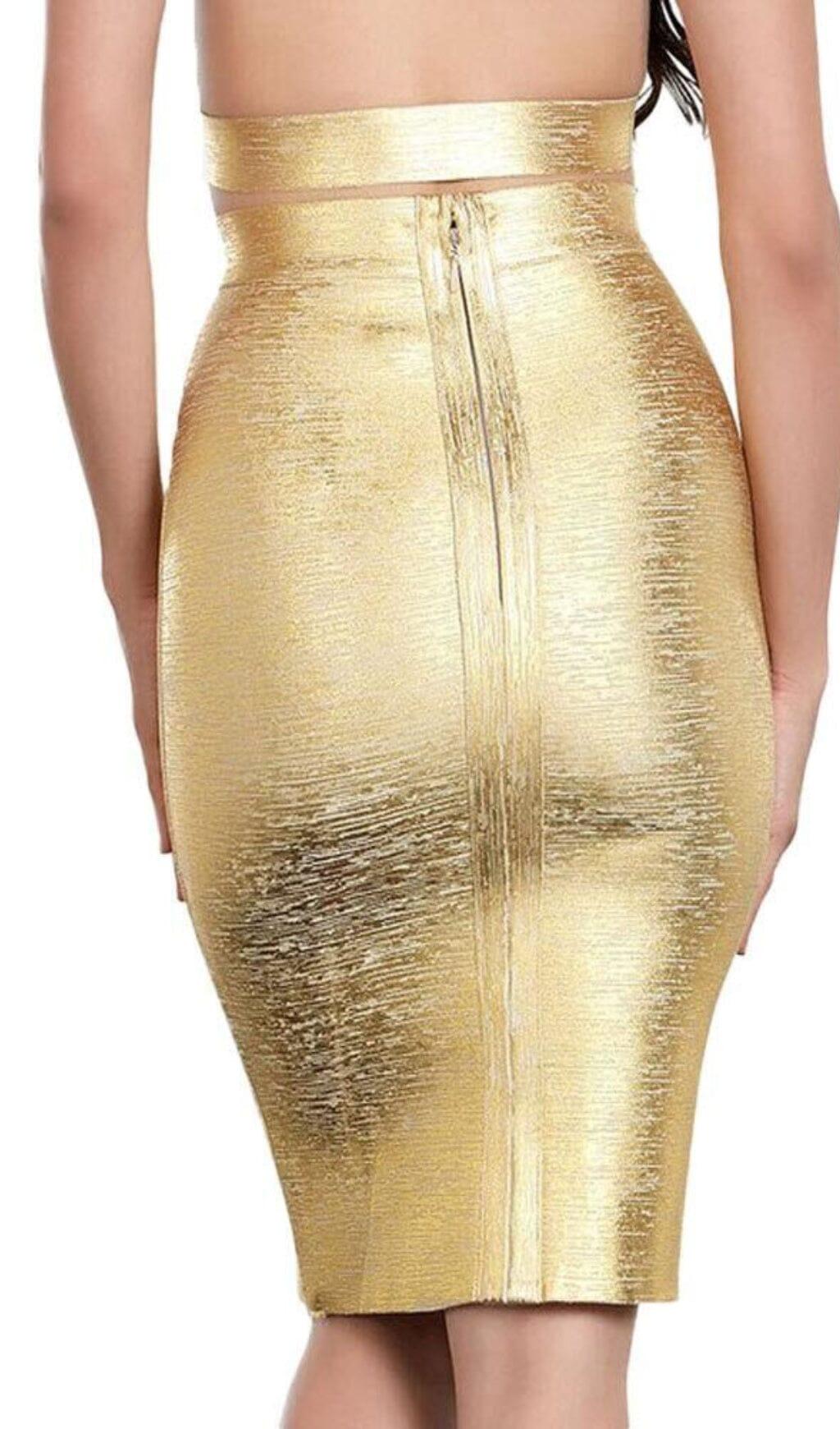 HIGH WAIST WRAP SKIRT IN GOLD