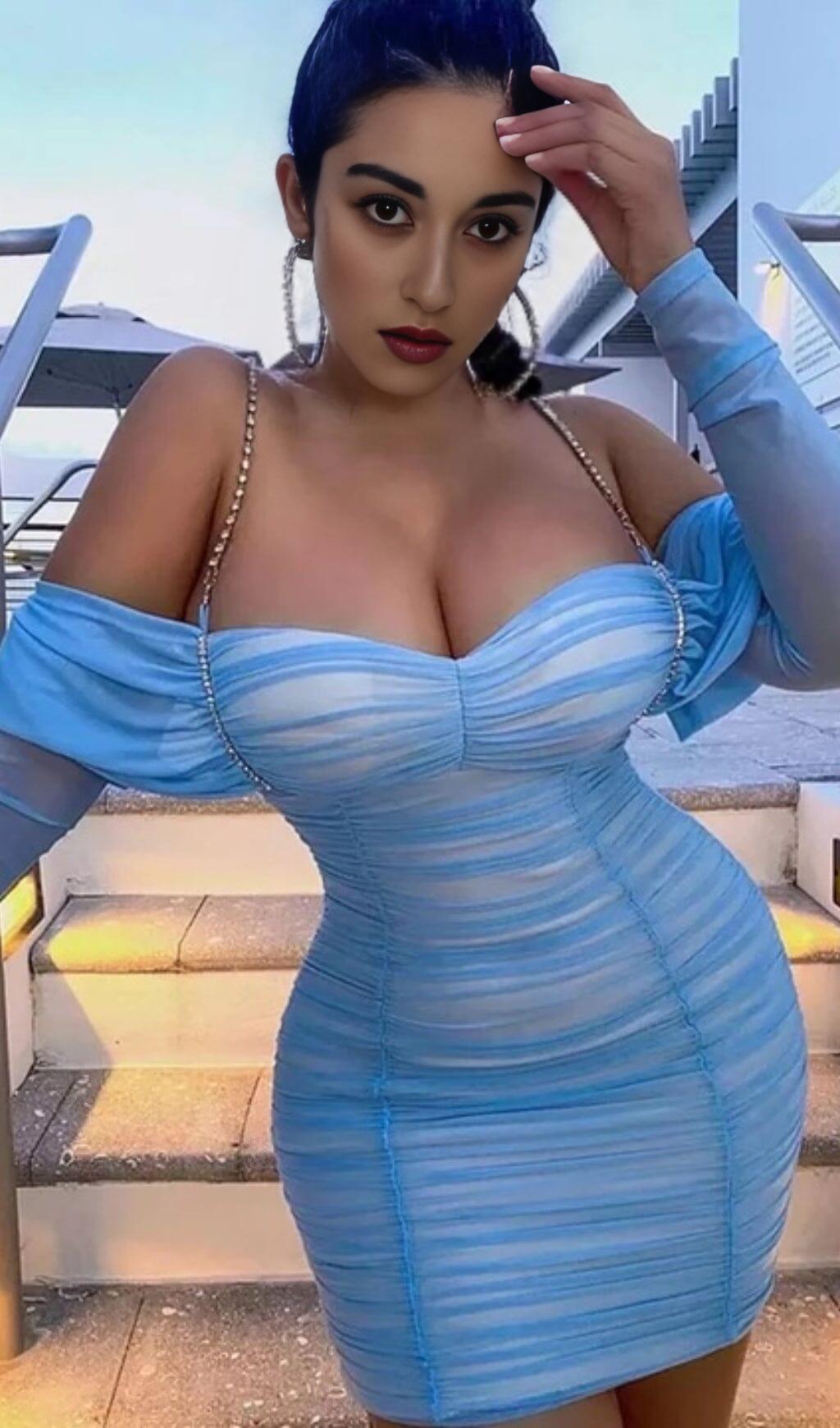 OFF SHOULDER MESH SKINNY MINI DRESS IN LIGHT BLUE