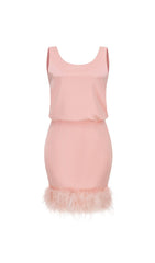 SATIN MATCHING SET MINI DRESS IN PINK DIAMOND