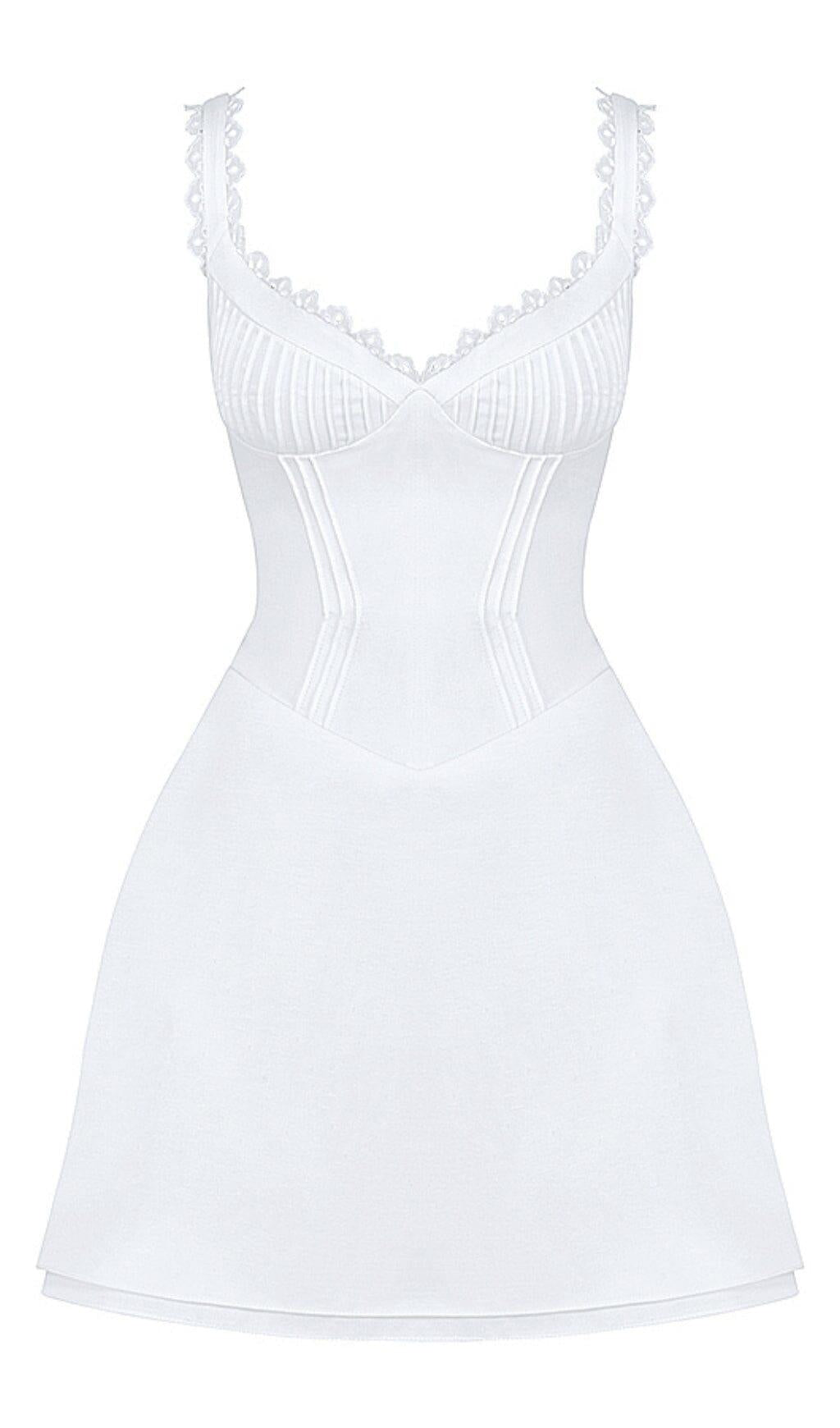 PIN TUCK MINI DRESS IN WHITE