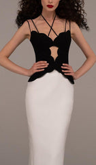 SKINNY SUSPEND DER MERMAID DRESS IN BLACK AND WHITE