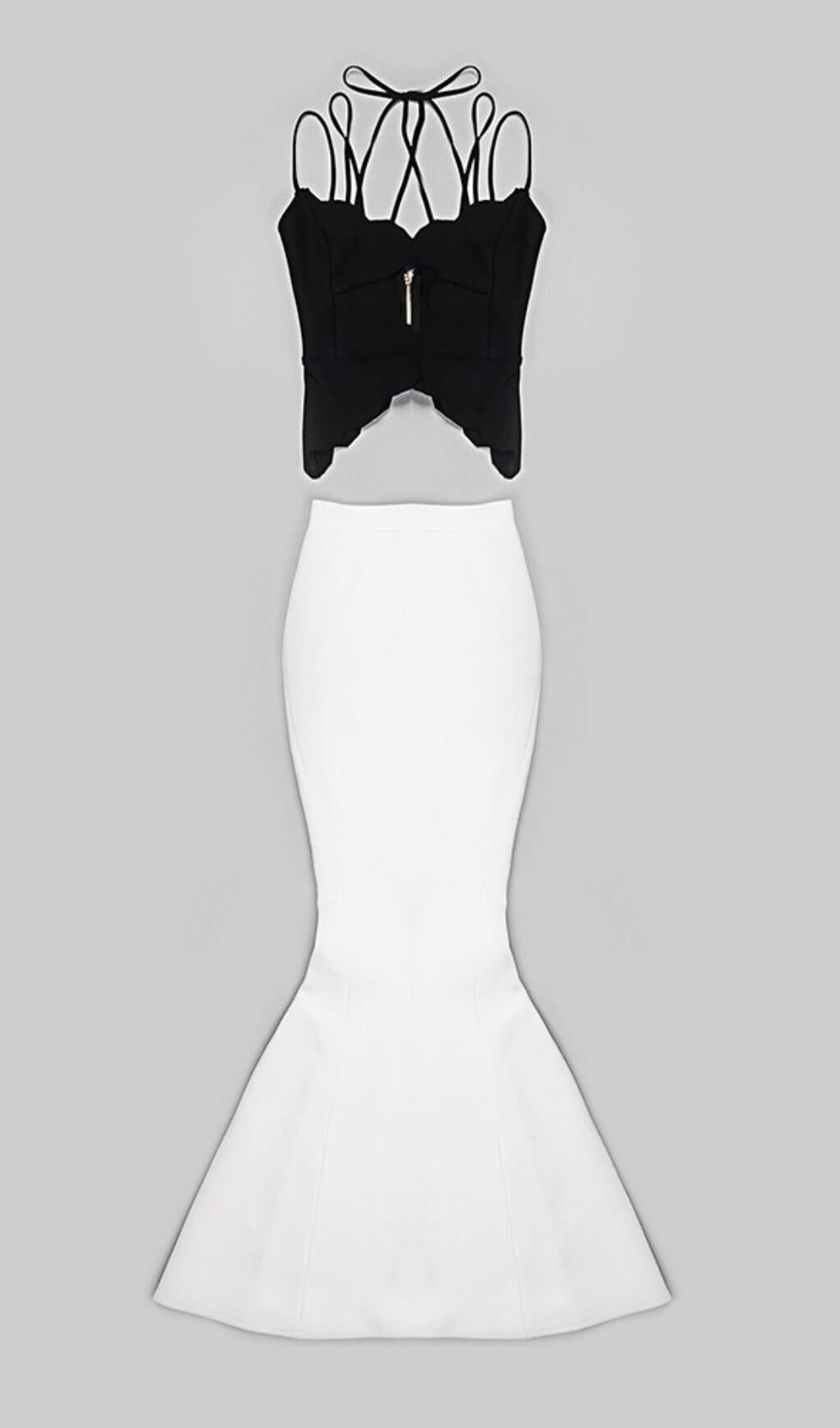 SKINNY SUSPEND DER MERMAID DRESS IN BLACK AND WHITE