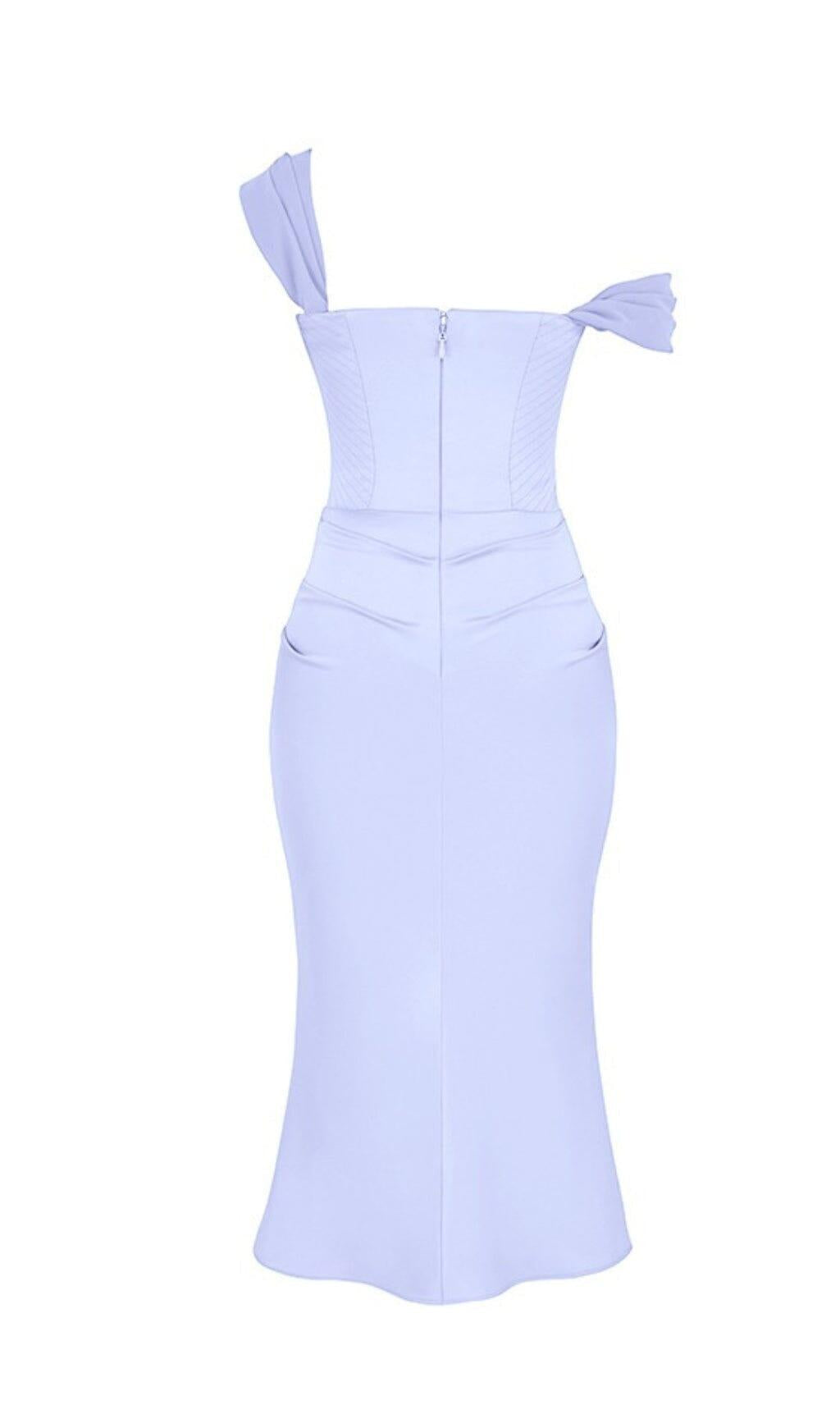 SKY SATIN CORSET MIDI DRESS