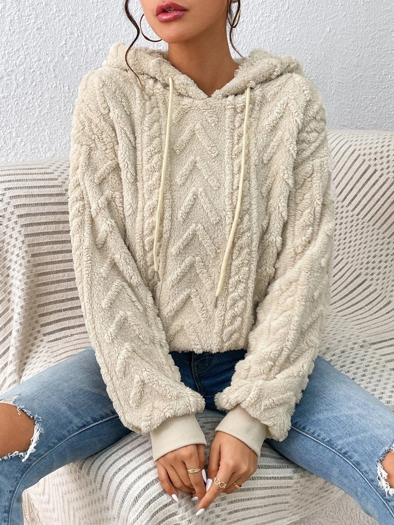 Nova Cable Knit Plush Hoodie