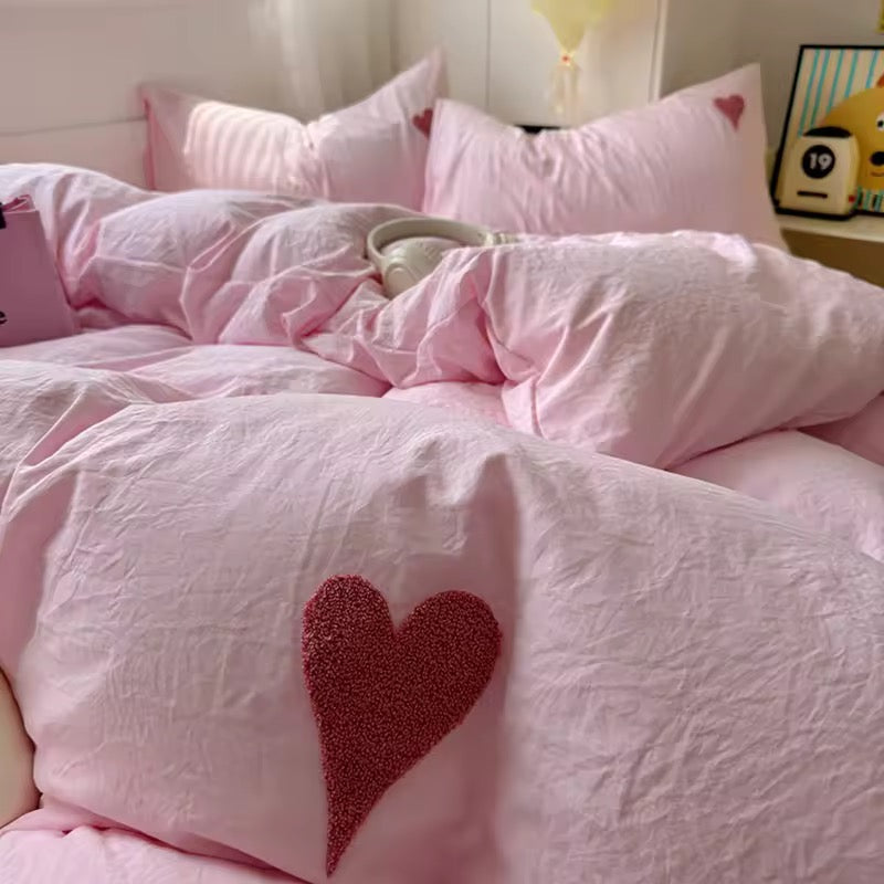 Pink Heart Pastel Bedding Set
