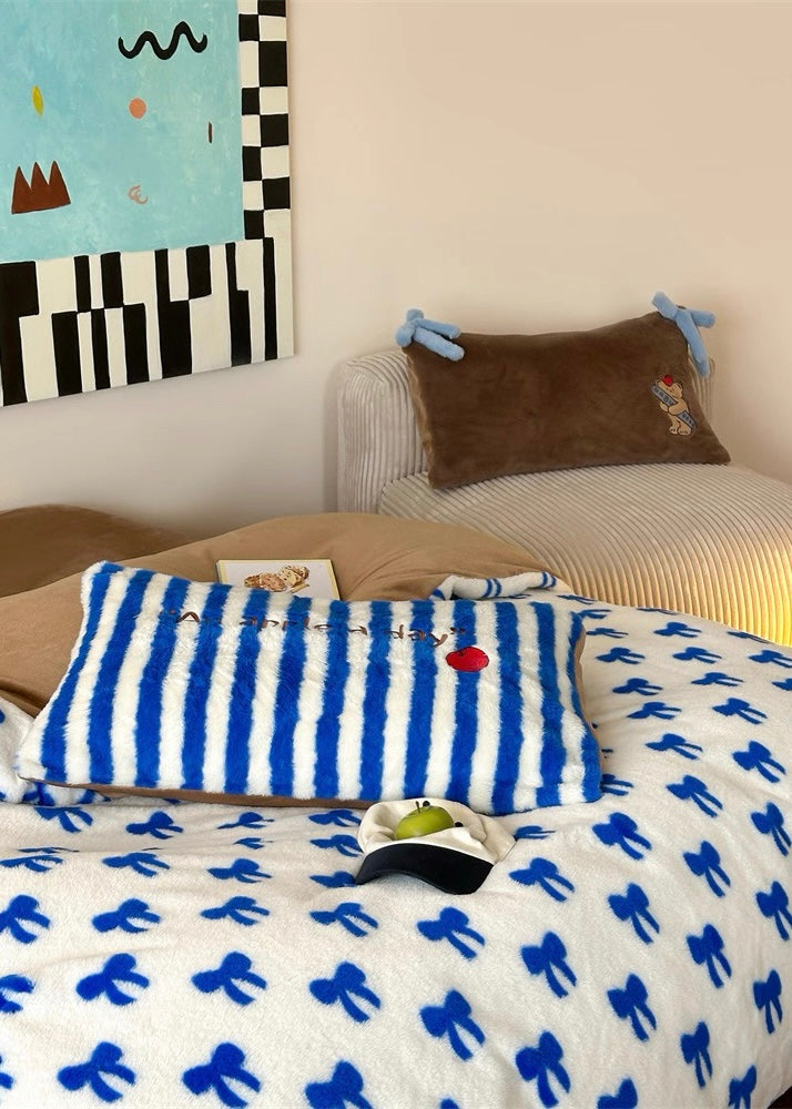 Blue Bow Duvet Cover Set