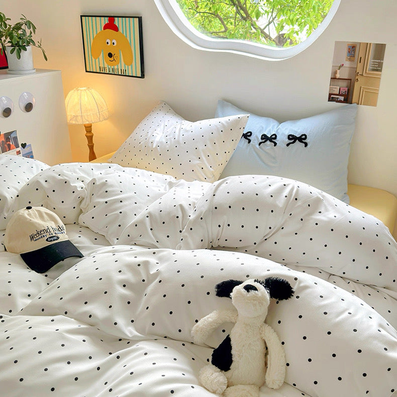 Yellow Polka Dot Bedding Set