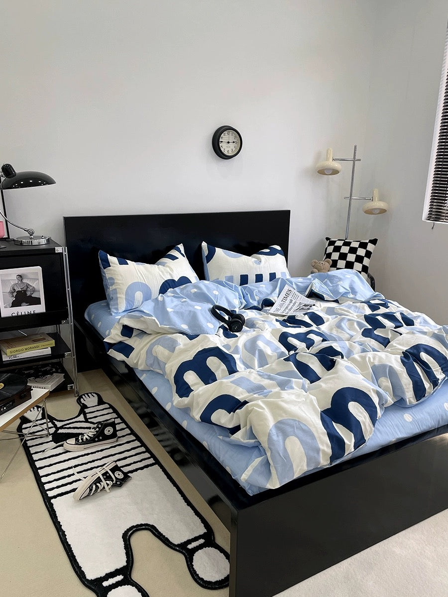 Korean Pink Letter Bedding Set