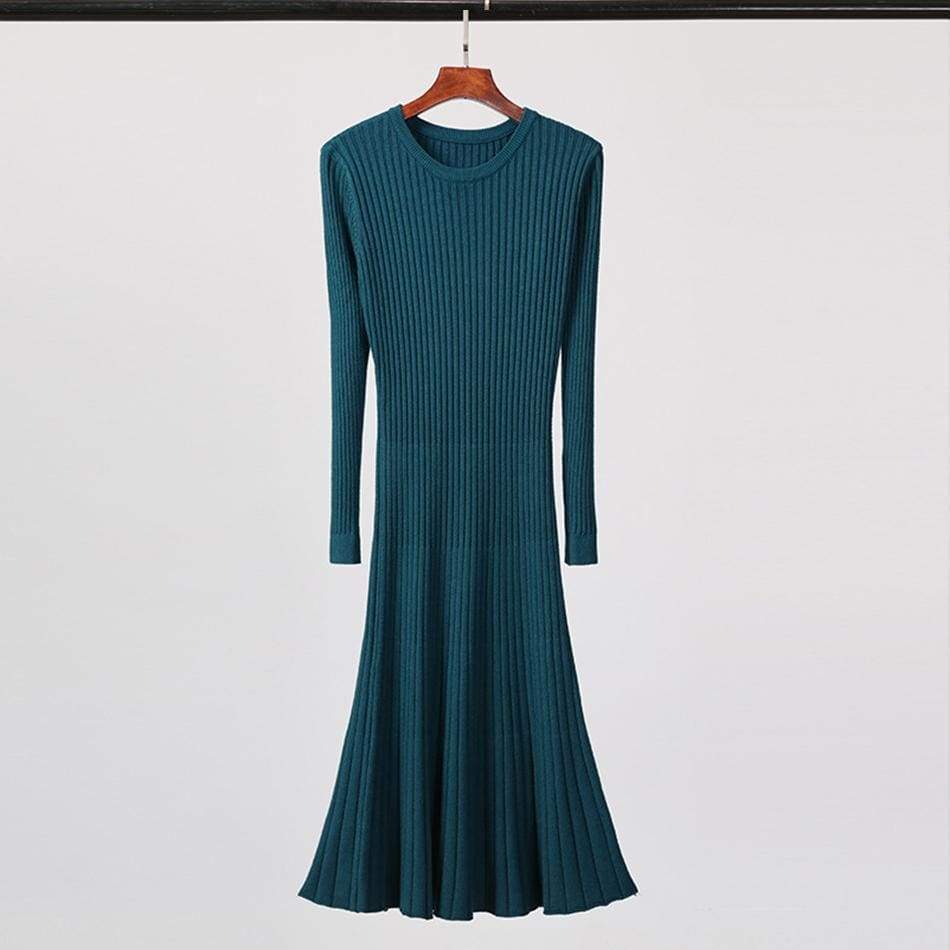 Long Knitted Sweater Dress for Casual Winter Sweater Dress