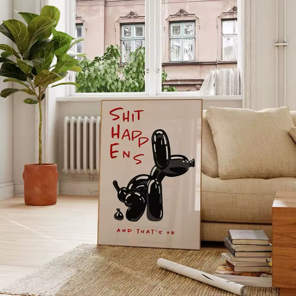 Black Balloon Dog Poster