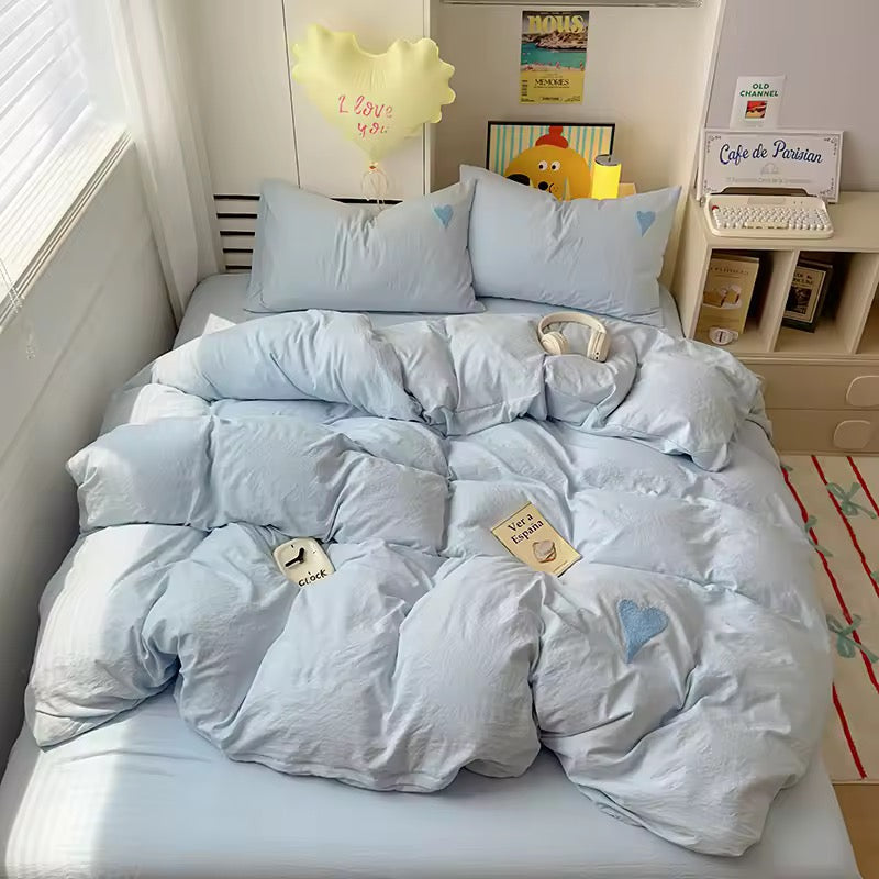 Beige Heart Bedding Set