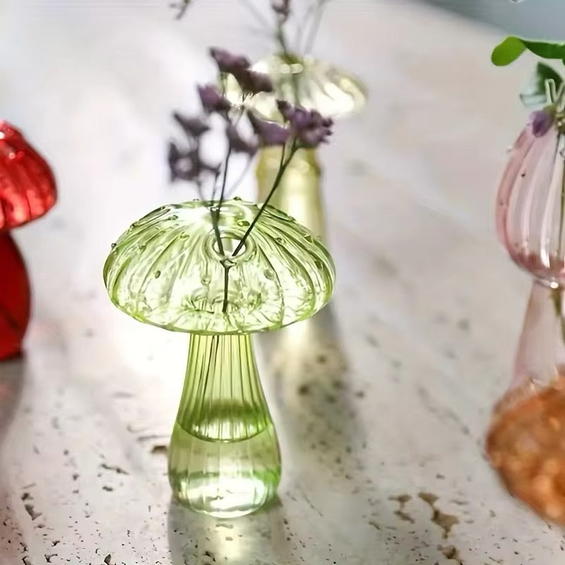 Glass Colorful Mushroom Vase