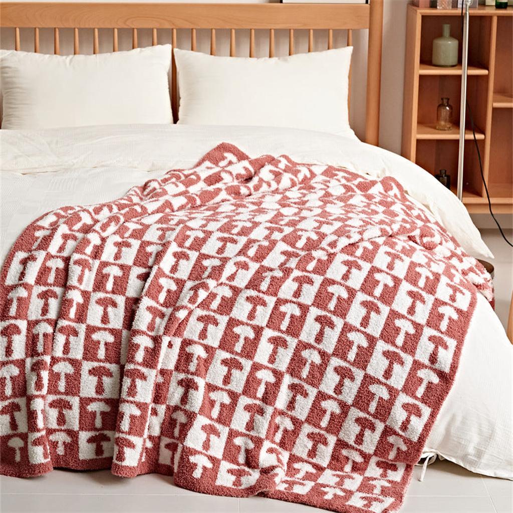 Mushroom Throw Blanket (Dull Red)