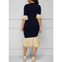 Lace Tie Up Empire Waist Cloth Splicing Girdling Party Dress