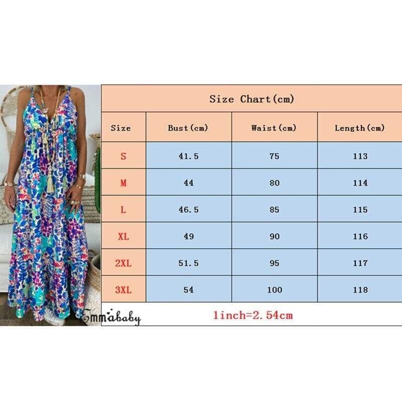 New Summer Beach Strappy V-neck Dress Fashion Ladies Boho Floral Sundress Holiday Beach Sundress Clothes