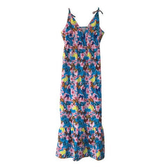 New Summer Beach Strappy V-neck Dress Fashion Ladies Boho Floral Sundress Holiday Beach Sundress Clothes