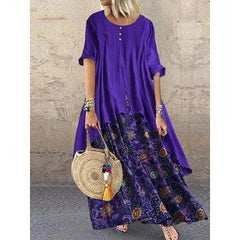 New WomenPeasant Ethnic Boho Long Shirt Vest Dress Summer Casual Long Sleeve Loose Kaftan Maxi Dress Sundress Plus Size