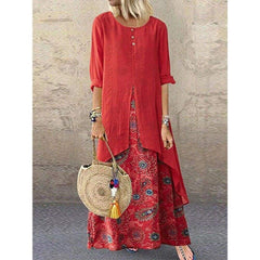 New WomenPeasant Ethnic Boho Long Shirt Vest Dress Summer Casual Long Sleeve Loose Kaftan Maxi Dress Sundress Plus Size
