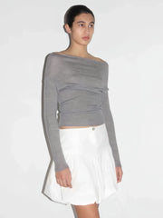 Paloma Wool One-line Neckline Off-the-shoulder Long-sleeved Slim-Fit Sweater