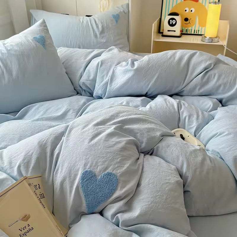 Blue Heart Bedding Set