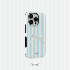 Blue Striped Bow iPhone Case