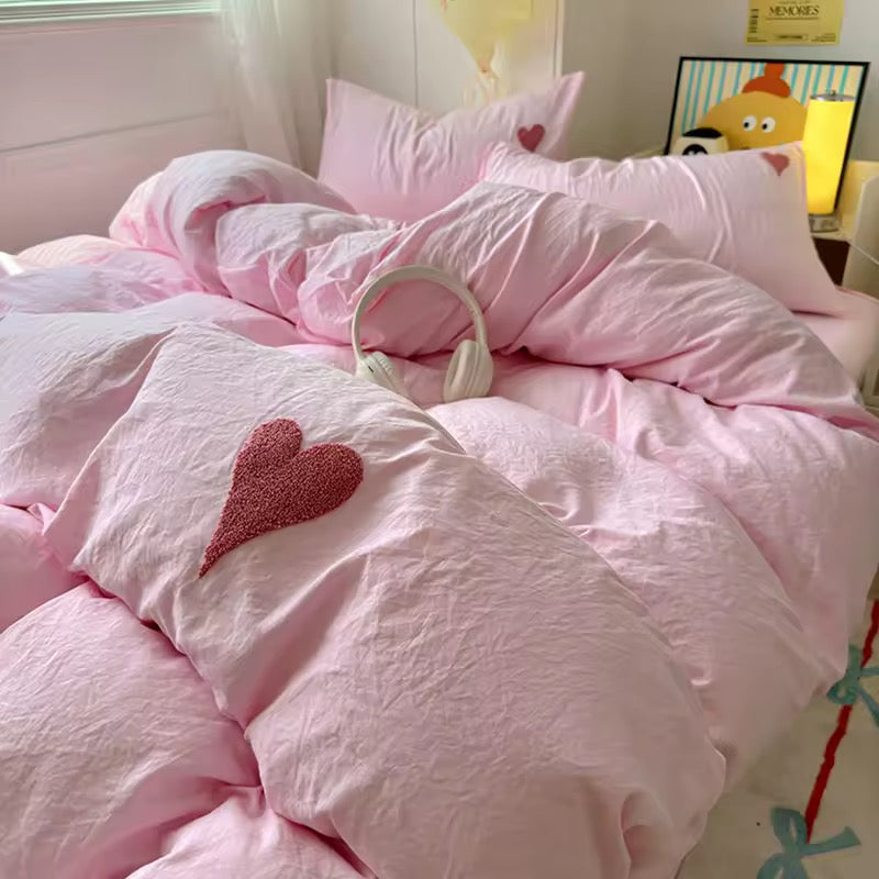 Pink Heart Pastel Bedding Set