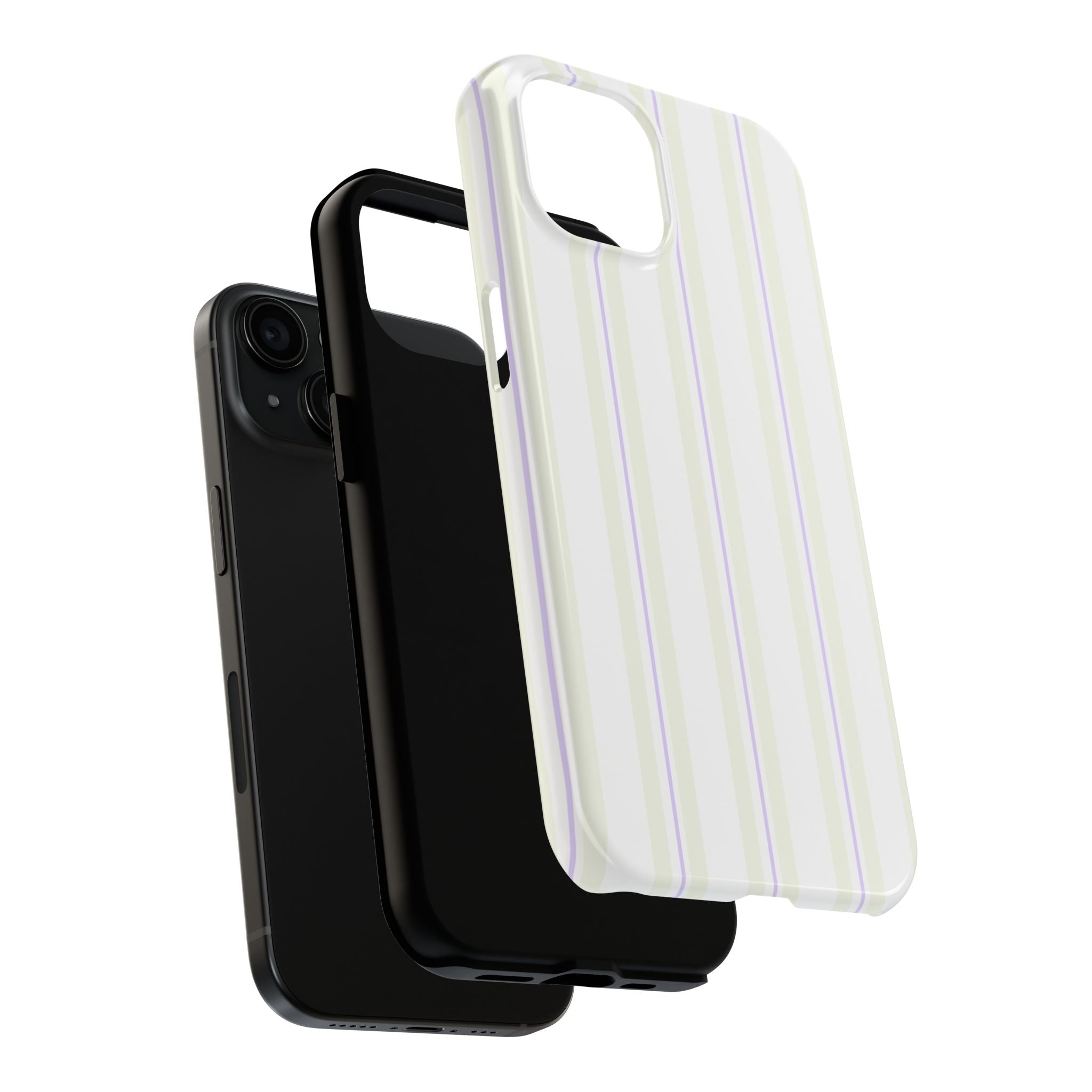 Cream & Lilac Striped iPhone Case