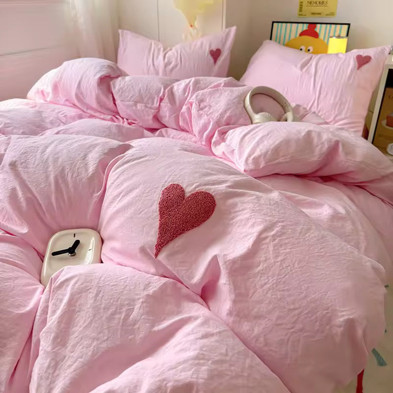 Pink Heart Pastel Bedding Set