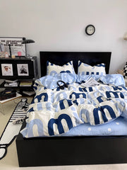 Korean Pink Letter Bedding Set