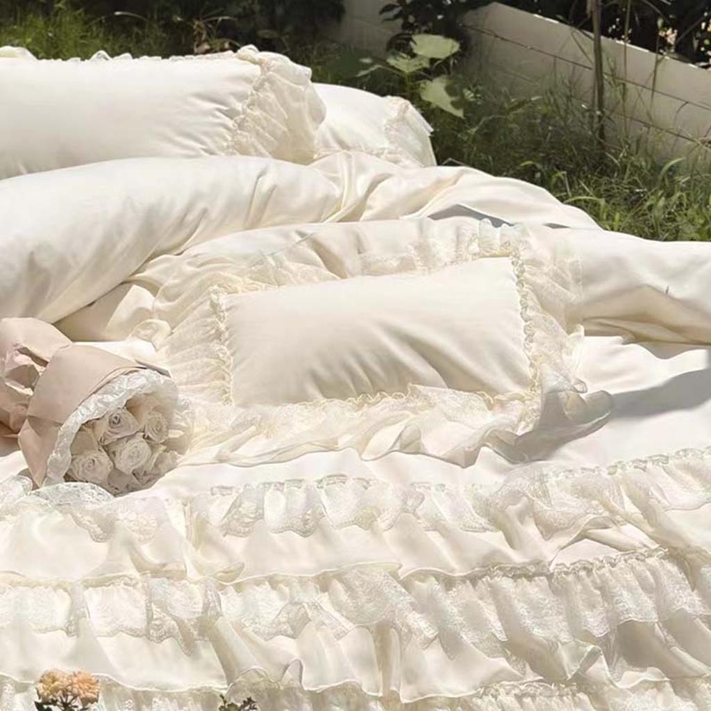 Pink Princess Style Chiffon Ruffled Duvet Cover