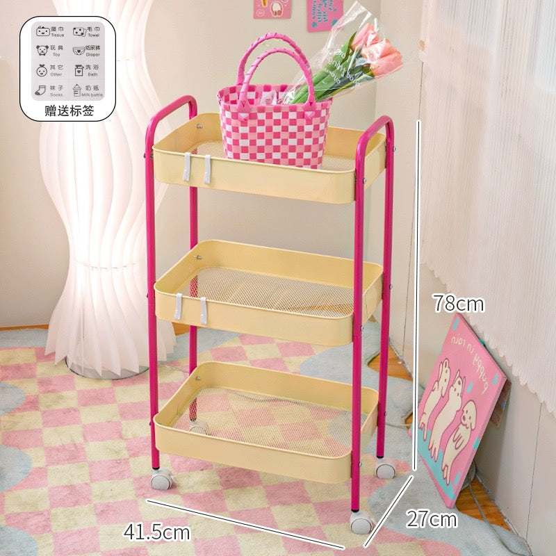 Pink 3-Layer Storage Shelf