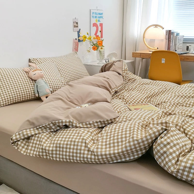 Gingham Plaid Duvet Cover Set