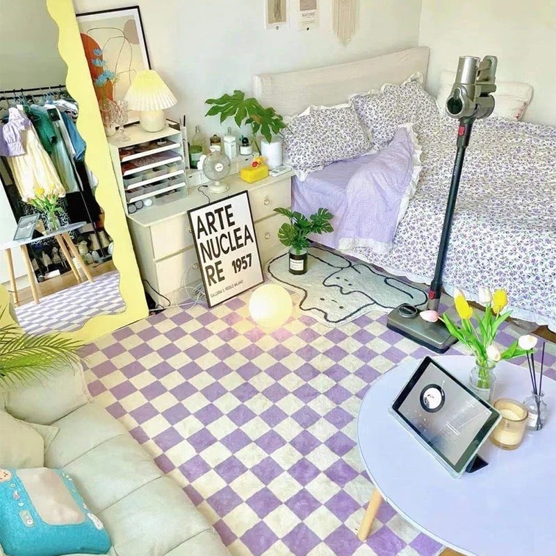 Handmade Retro Checkerboard Rug