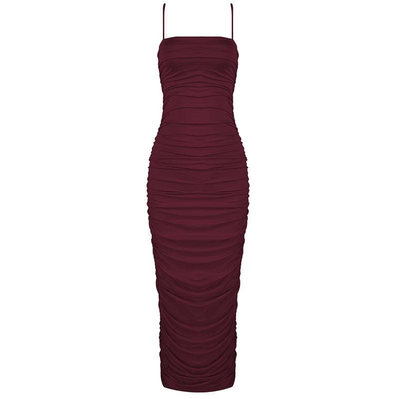 Pleated Suspender Skirt Long Lace Dress
