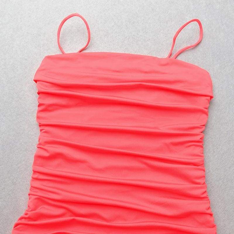 Pleated Suspender Skirt Long Lace Dress