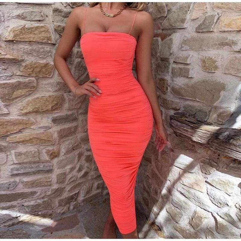 Pleated Suspender Skirt Long Lace Dress