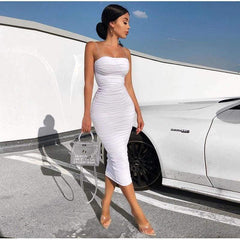 Pleated Suspender Skirt Long Lace Dress