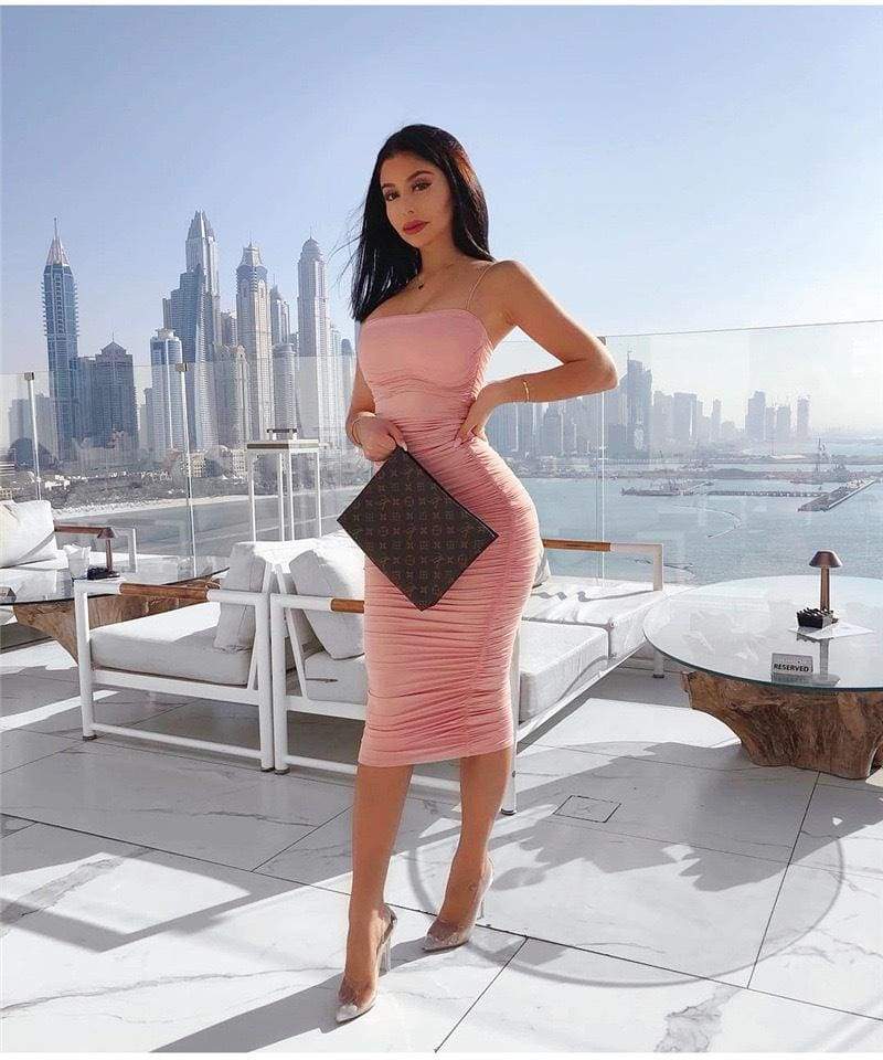 Pleated Suspender Skirt Long Lace Dress