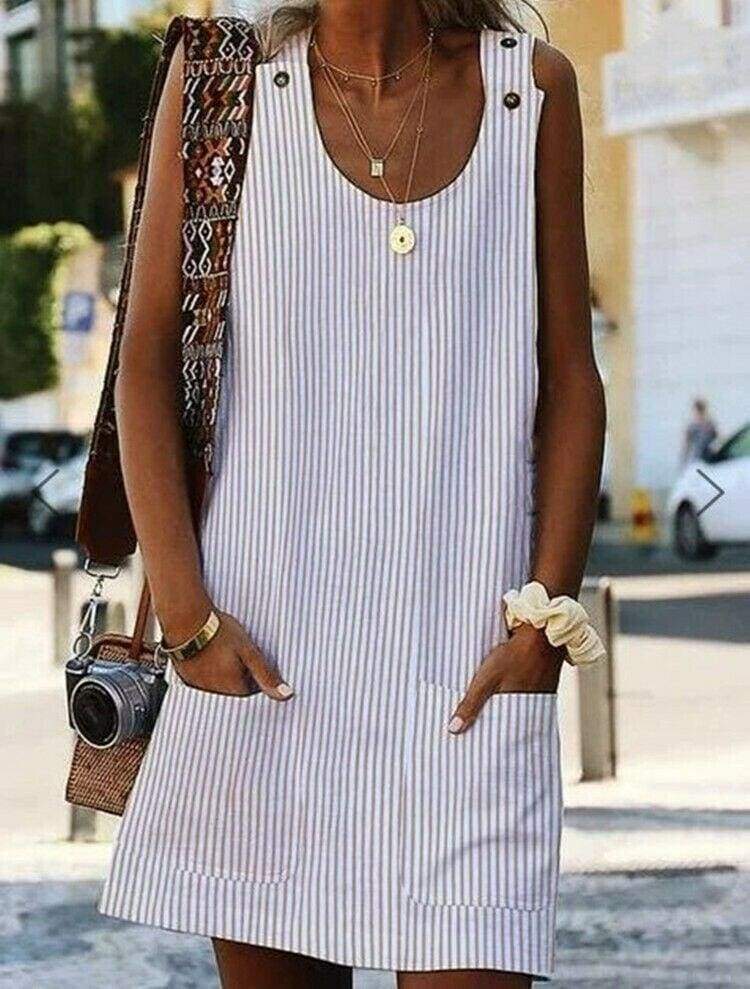 Plus Size Boho Stripe Short Mini Dress