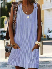 Plus Size Boho Stripe Short Mini Dress