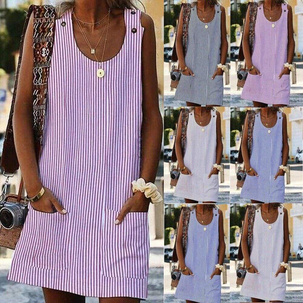 Plus Size Boho Stripe Short Mini Dress