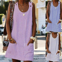 Plus Size Boho Stripe Short Mini Dress