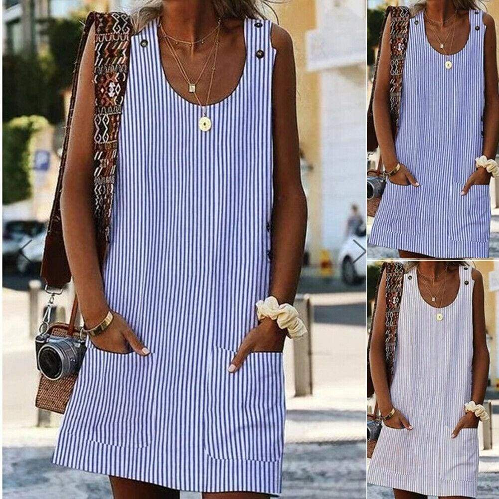 Plus Size Boho Stripe Short Mini Dress