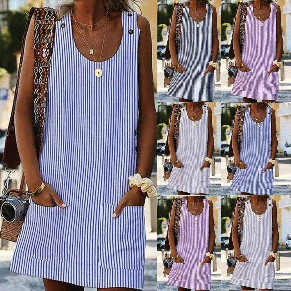Plus Size Boho Stripe Short Mini Dress