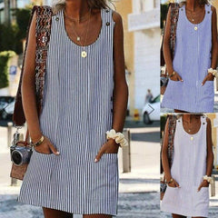 Plus Size Boho Stripe Short Mini Dress