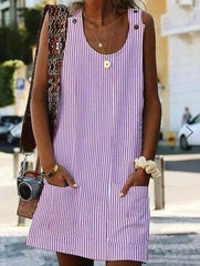 Plus Size Boho Stripe Short Mini Dress