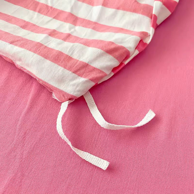 Pink Striped Duvet Cover Set